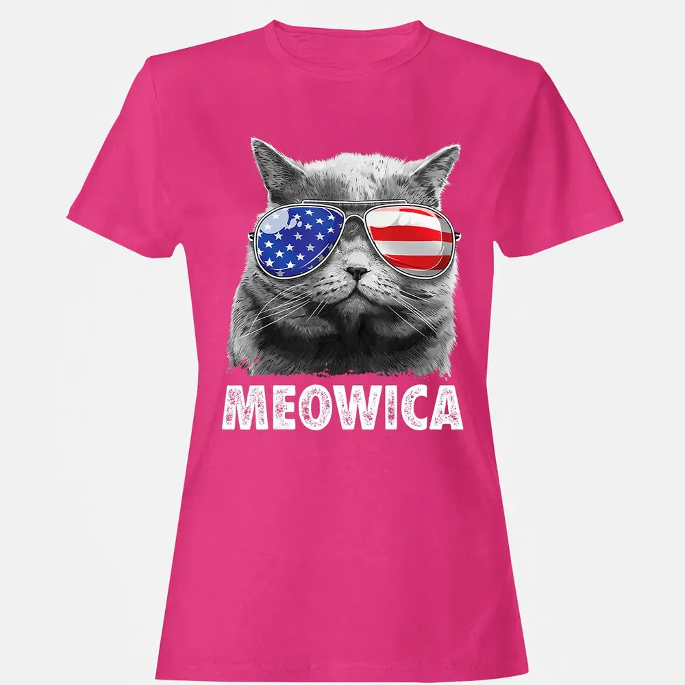 Cat 4th of July s Meowica Merica Men USA American Flag Women's T-shirt - 6