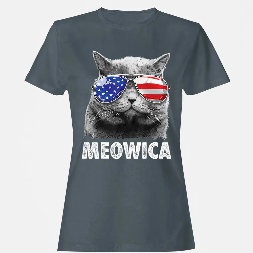 Cat 4th of July s Meowica Merica Men USA American Flag Women's T-shirt - 3