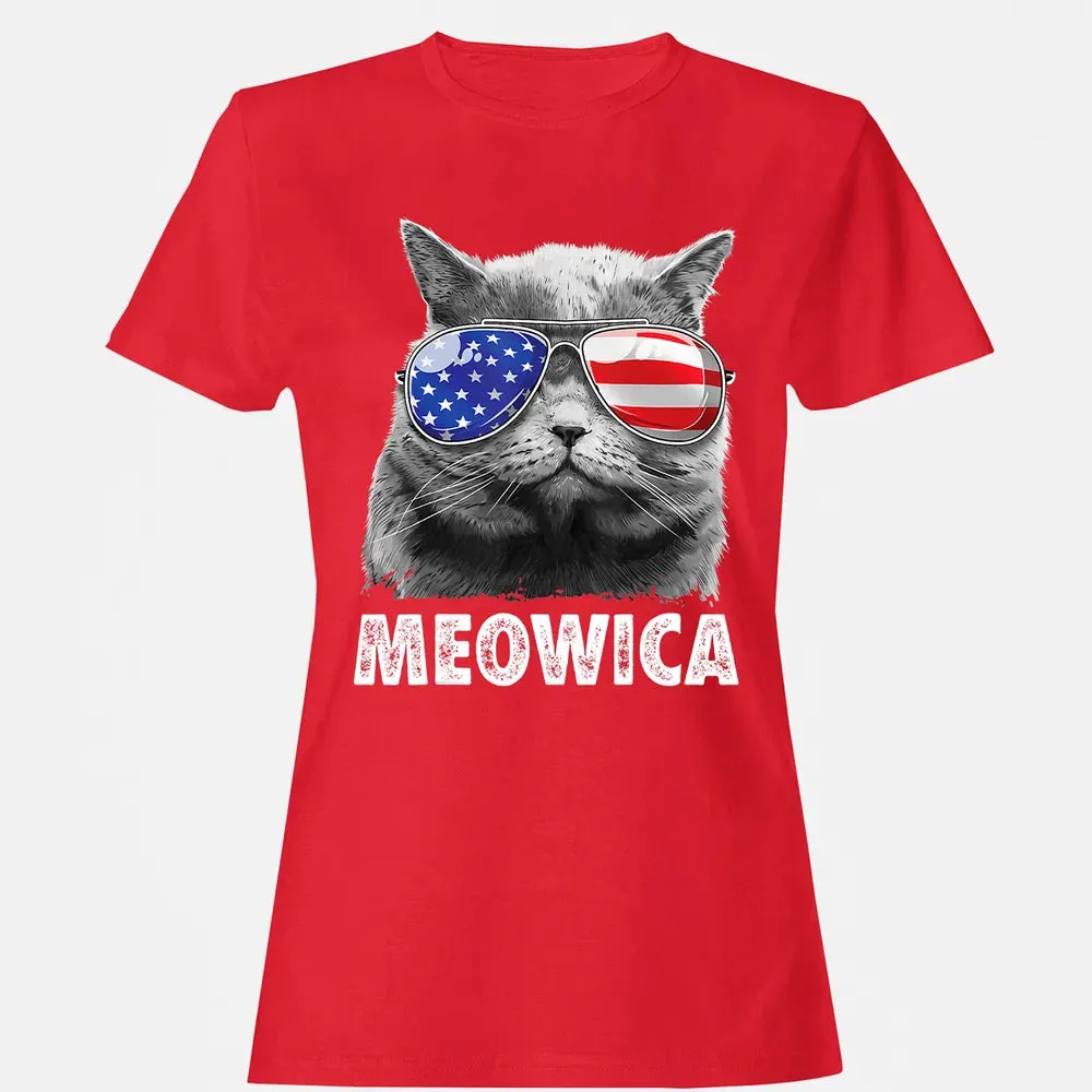 Cat 4th of July s Meowica Merica Men USA American Flag Women's T-shirt - 13