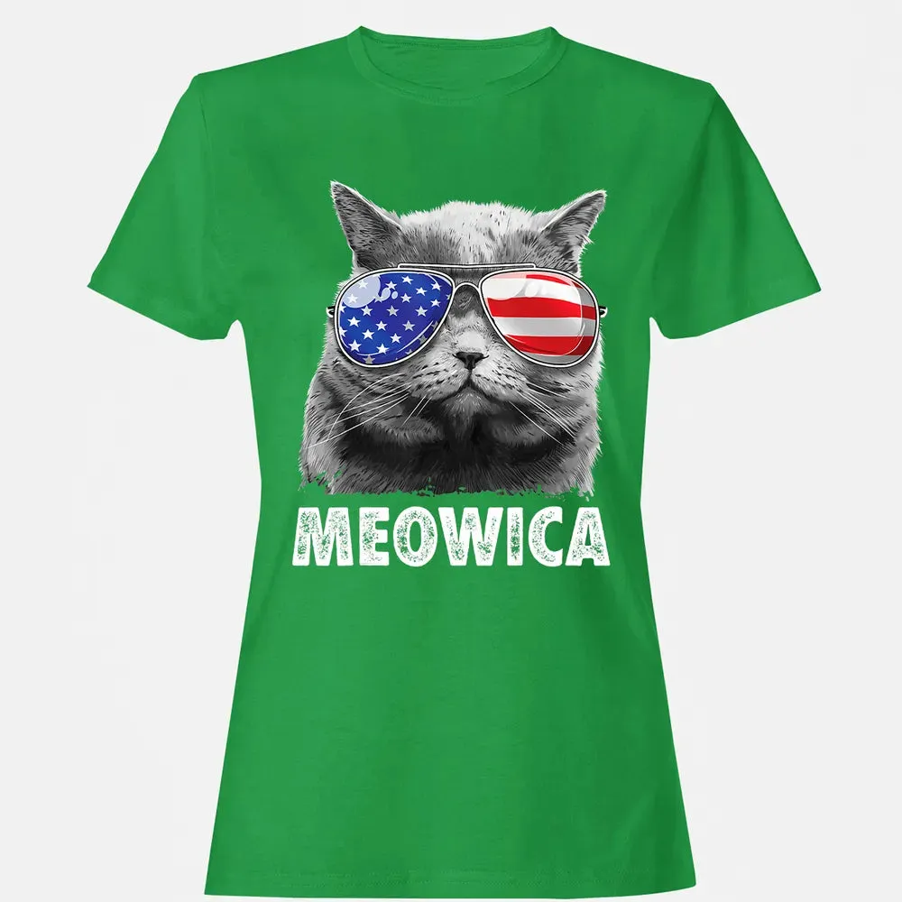 Cat 4th of July s Meowica Merica Men USA American Flag Women's T-shirt - 7