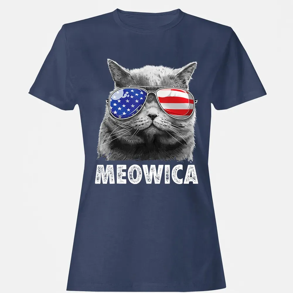 Cat 4th of July s Meowica Merica Men USA American Flag Women's T-shirt - 10