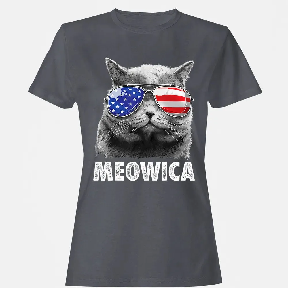 Cat 4th of July s Meowica Merica Men USA American Flag Women's T-shirt - 5