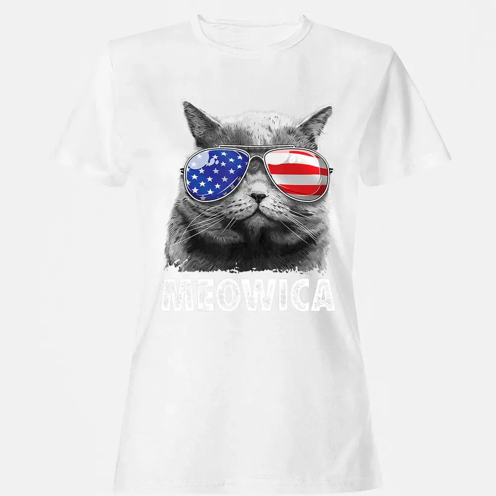 Cat 4th of July s Meowica Merica Men USA American Flag Women's T-shirt - 16