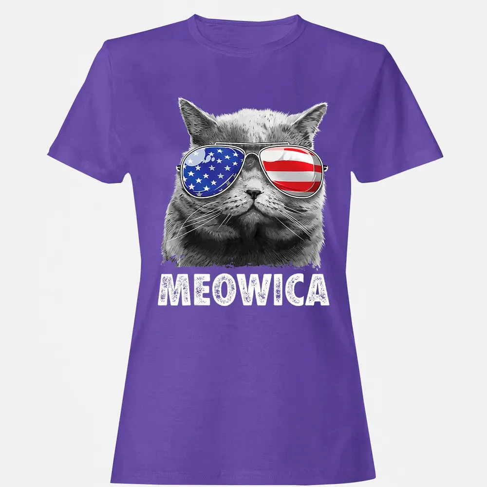 Cat 4th of July s Meowica Merica Men USA American Flag Women's T-shirt - 12
