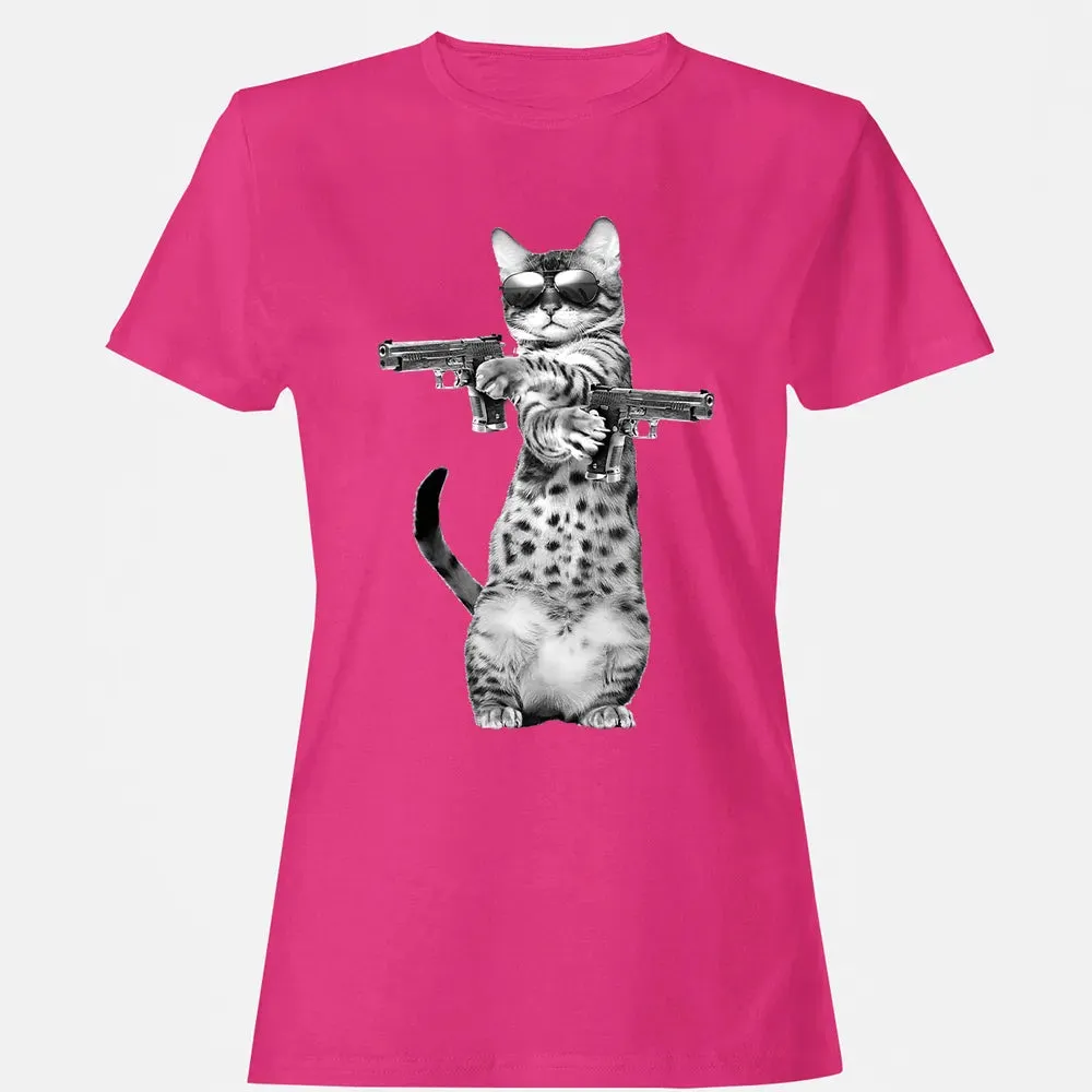 Kitty With Gun Funny Cat Women's T-shirt - 6