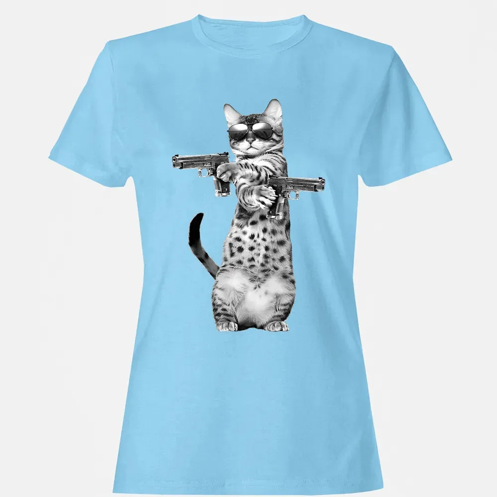 Kitty With Gun Funny Cat Women's T-shirt - 8