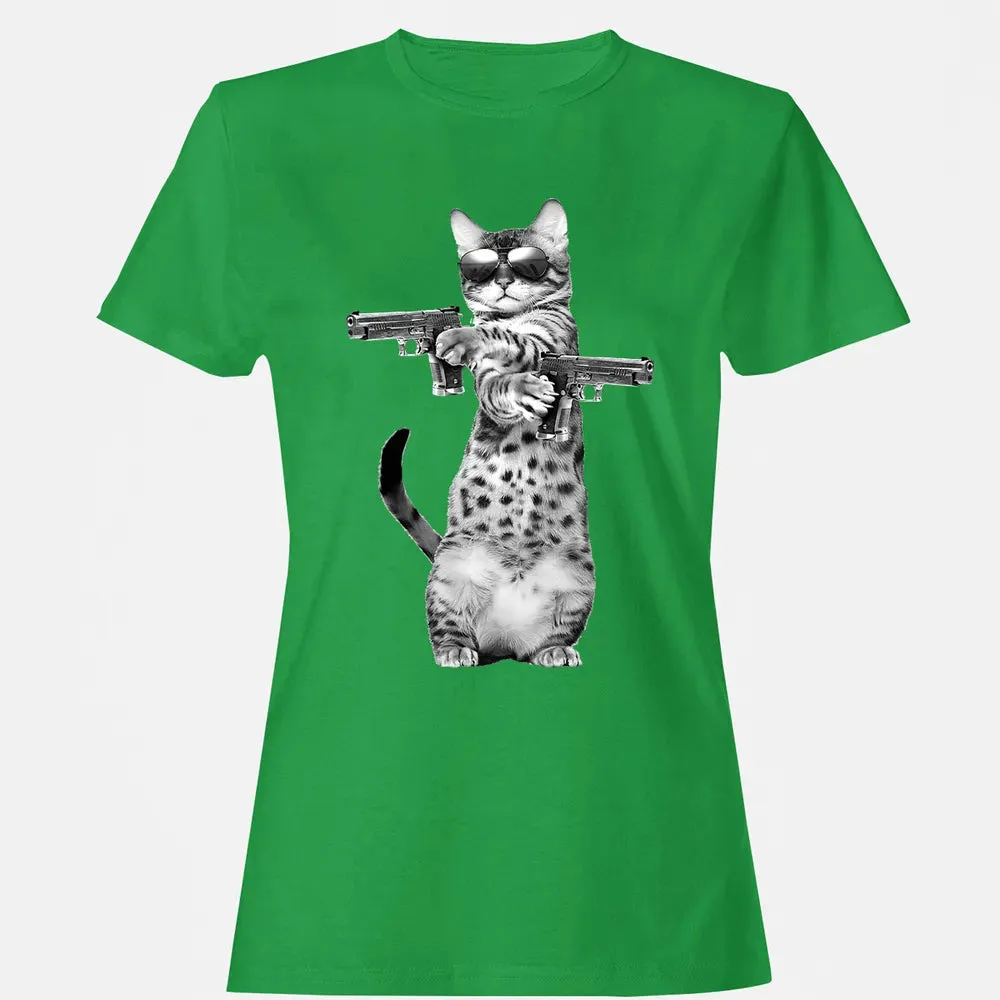 Kitty With Gun Funny Cat Women's T-shirt - 7