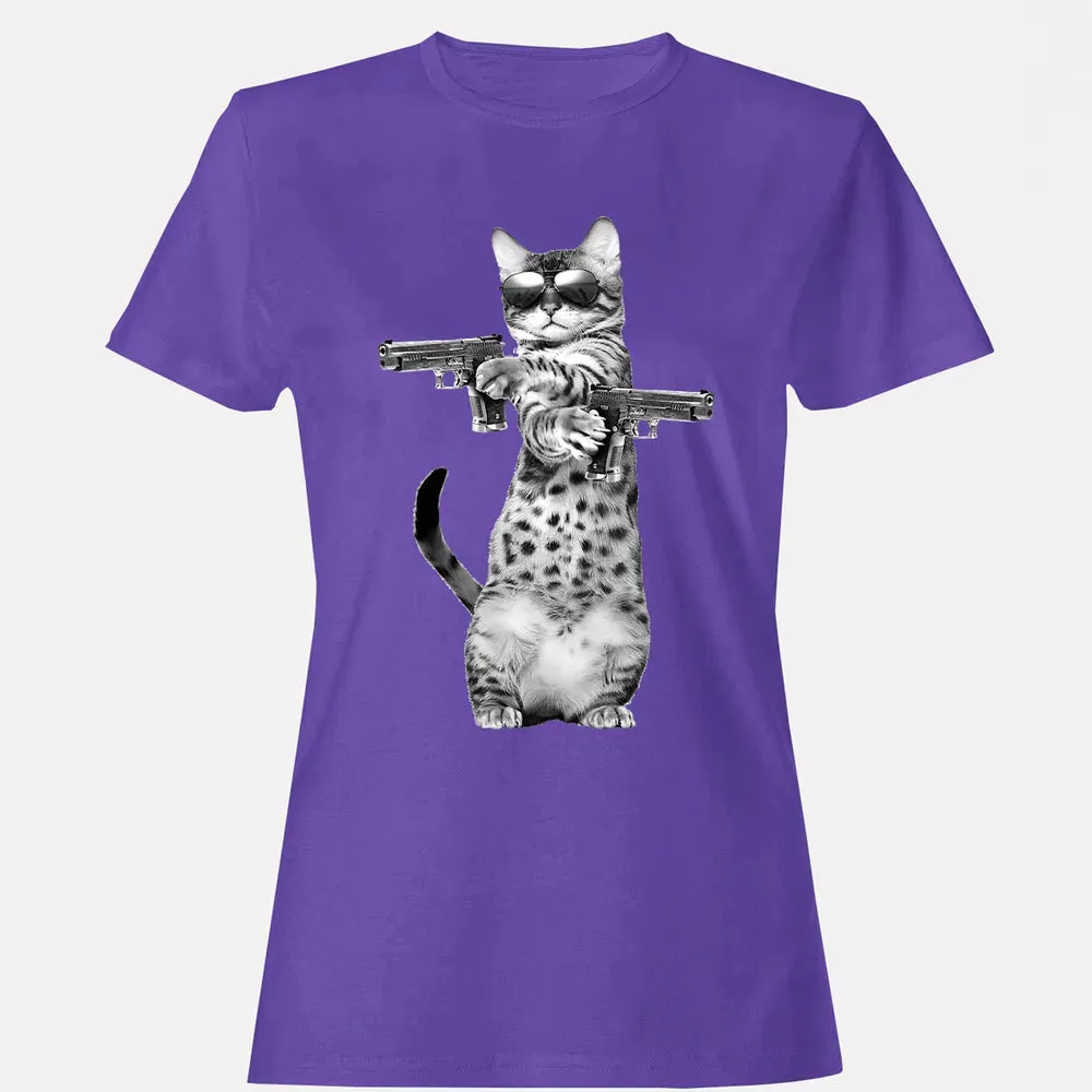 Kitty With Gun Funny Cat Women's T-shirt - 12