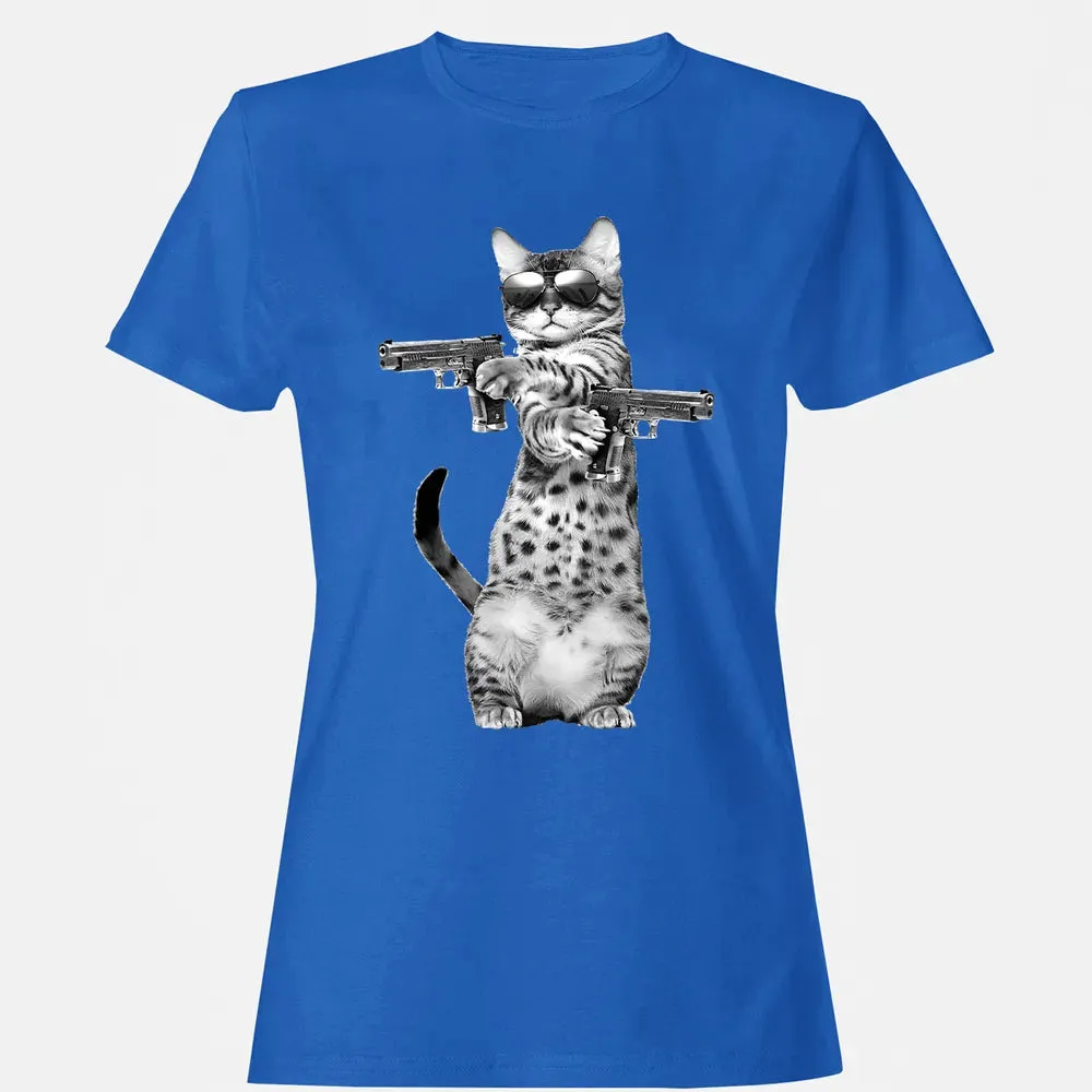 Kitty With Gun Funny Cat Women's T-shirt - 14