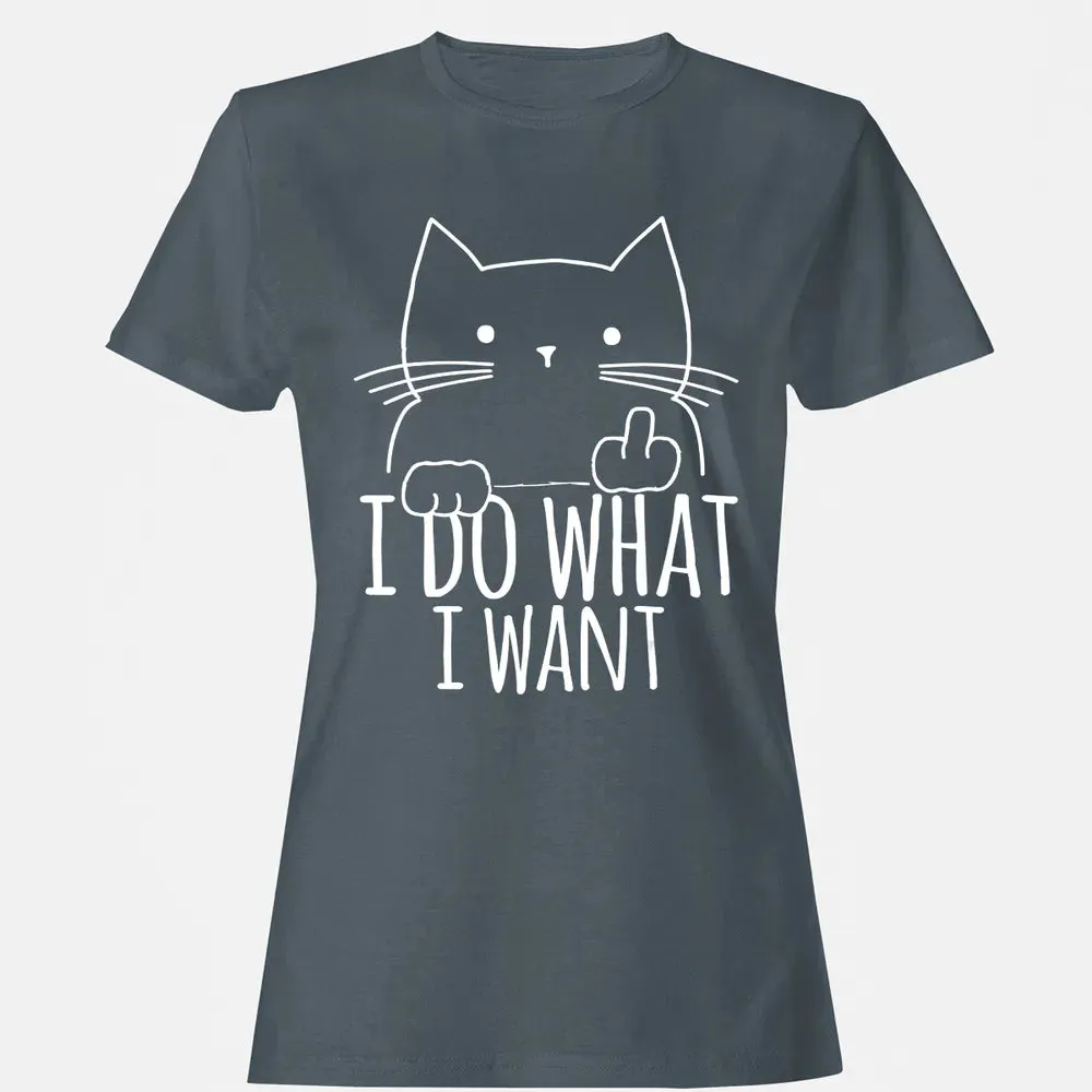 I Do What I Want Cat With Middle Finger Women's T-shirt - 3