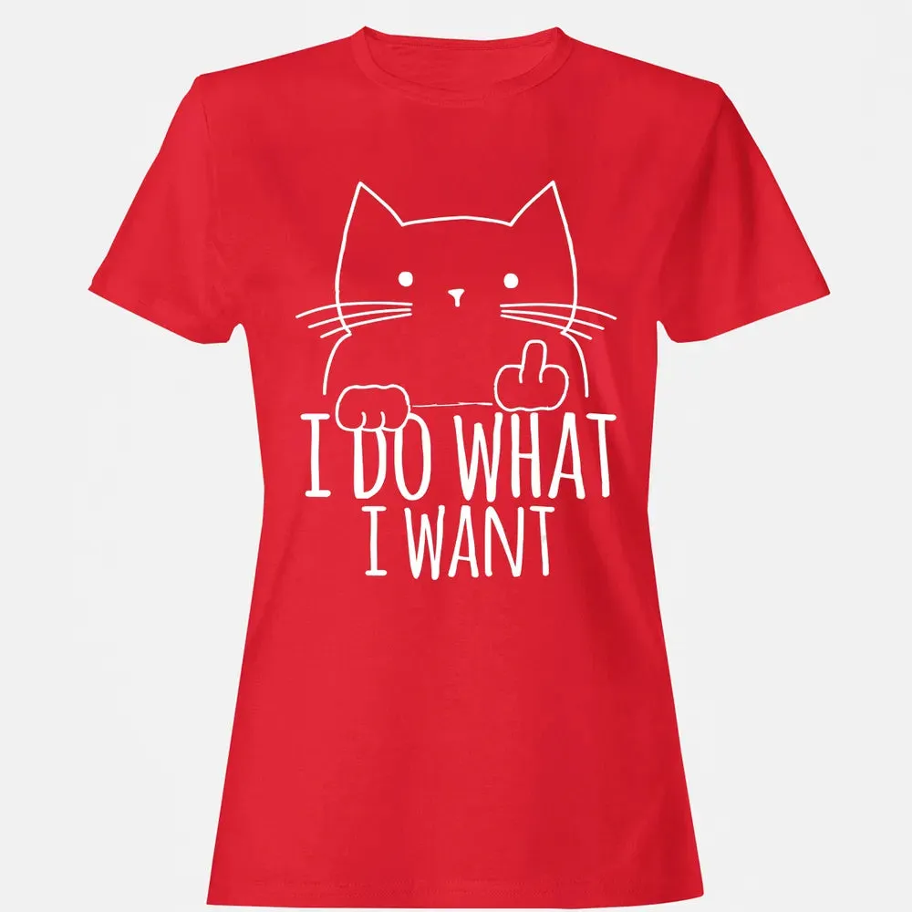 I Do What I Want Cat With Middle Finger Women's T-shirt - 13