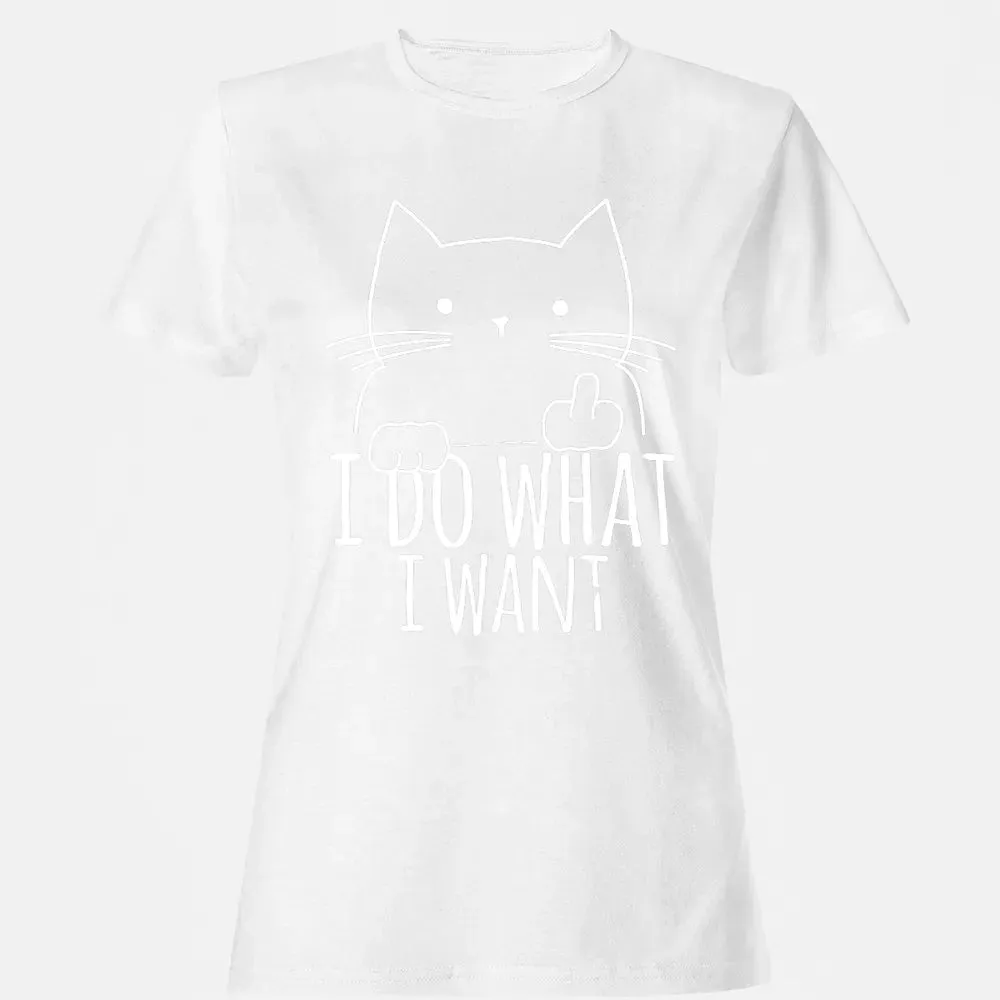 I Do What I Want Cat With Middle Finger Women's T-shirt - 16