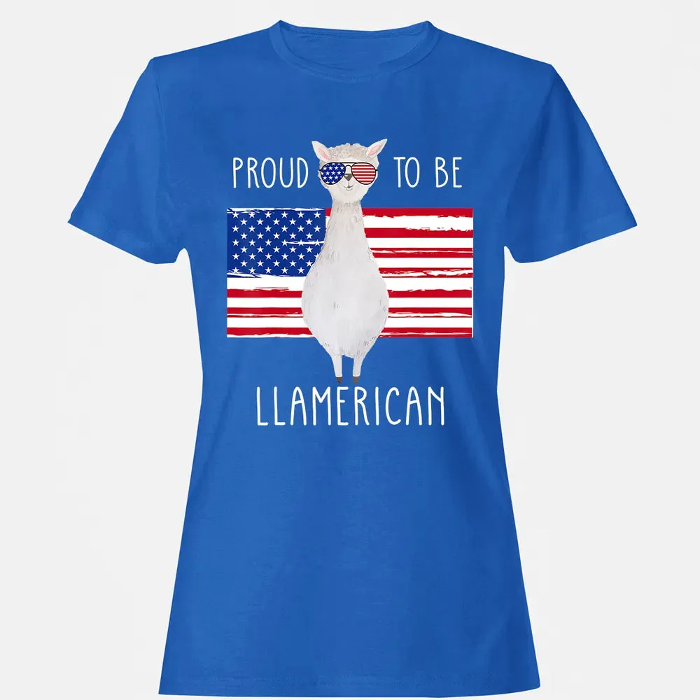 Funny Llama Proud To Be Llamerican 4th of July Women Girls Women's T-shirt - 14