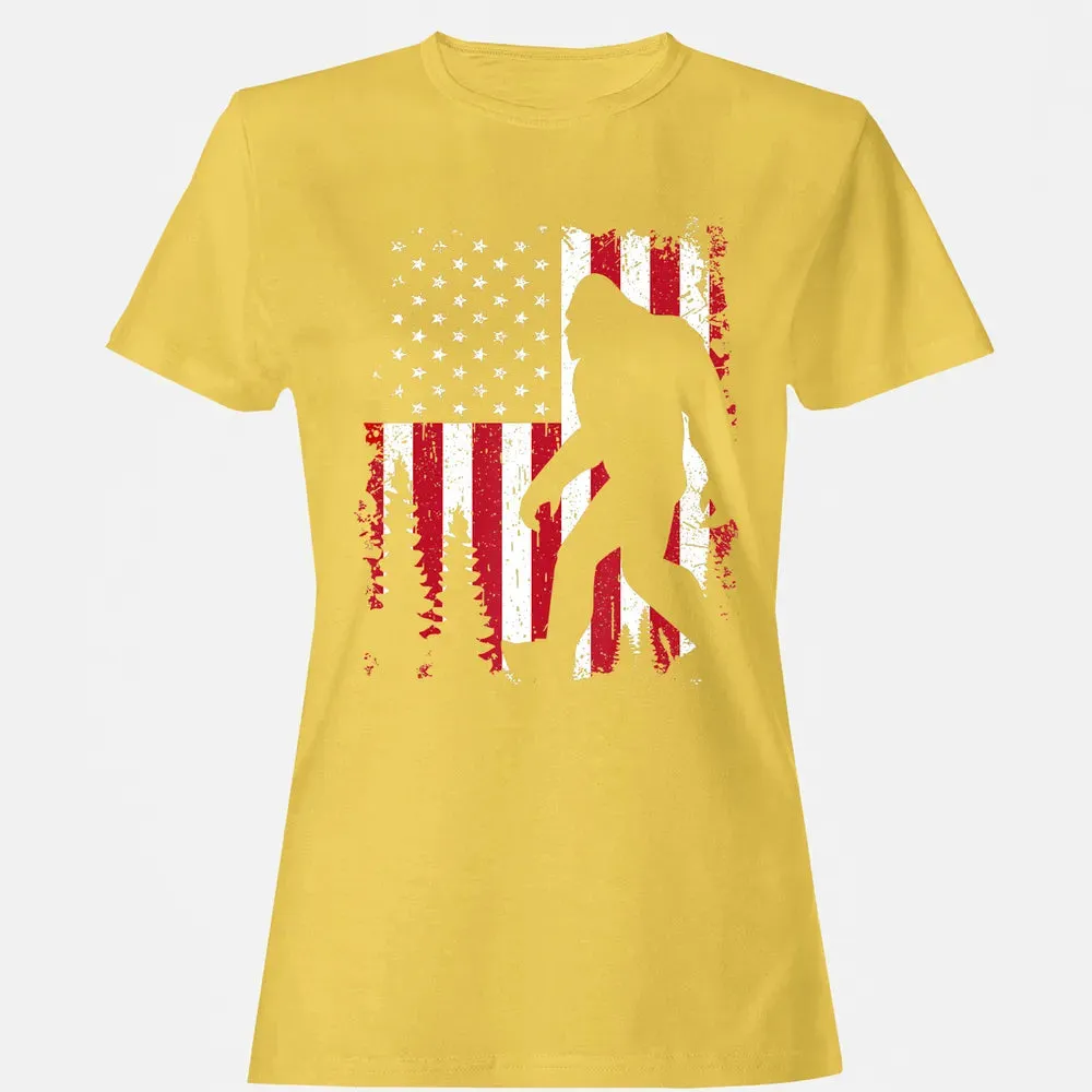 Bigfoot 4th of July American USA Flag Patriotic Kids Women's T-shirt - 4