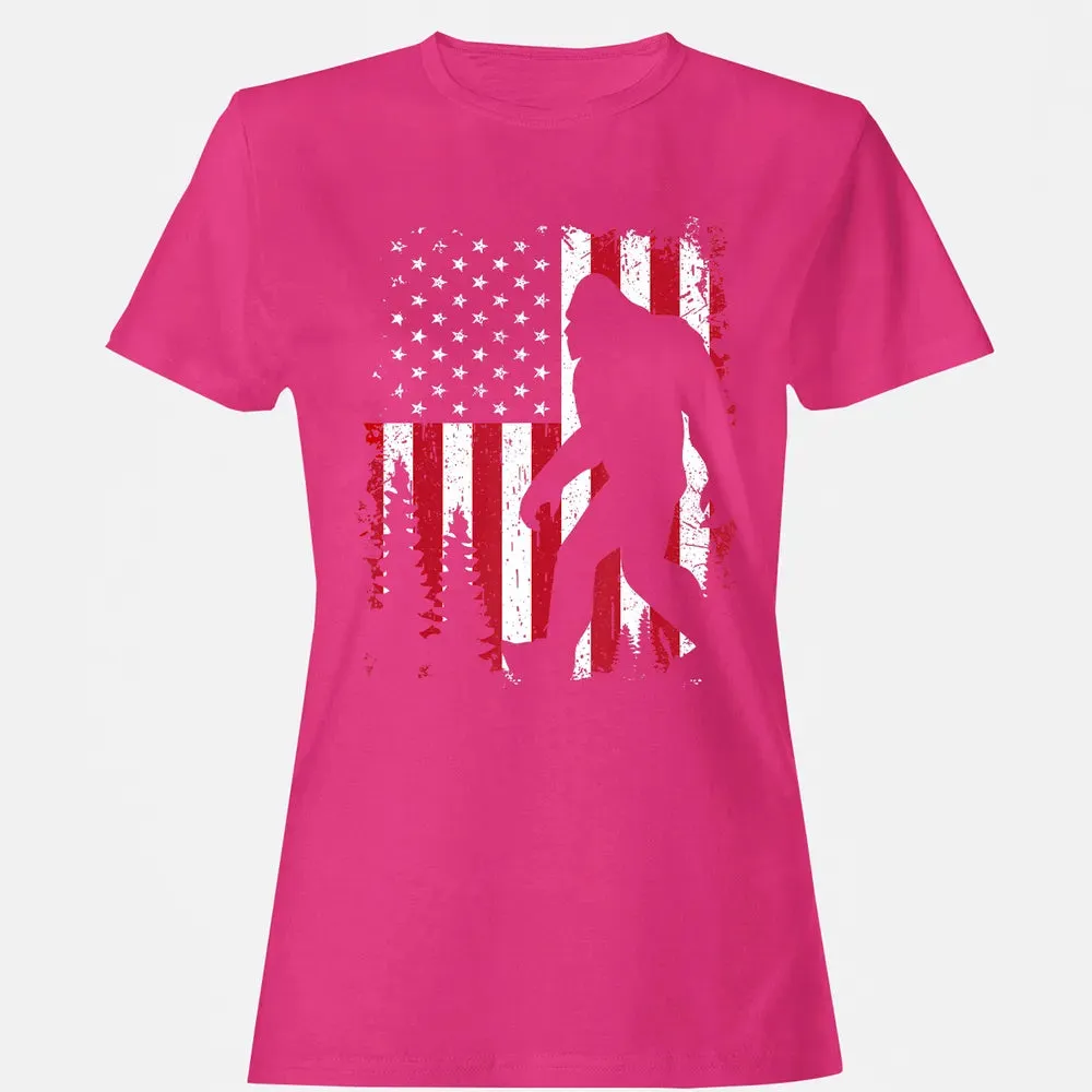 Bigfoot 4th of July American USA Flag Patriotic Kids Women's T-shirt - 6