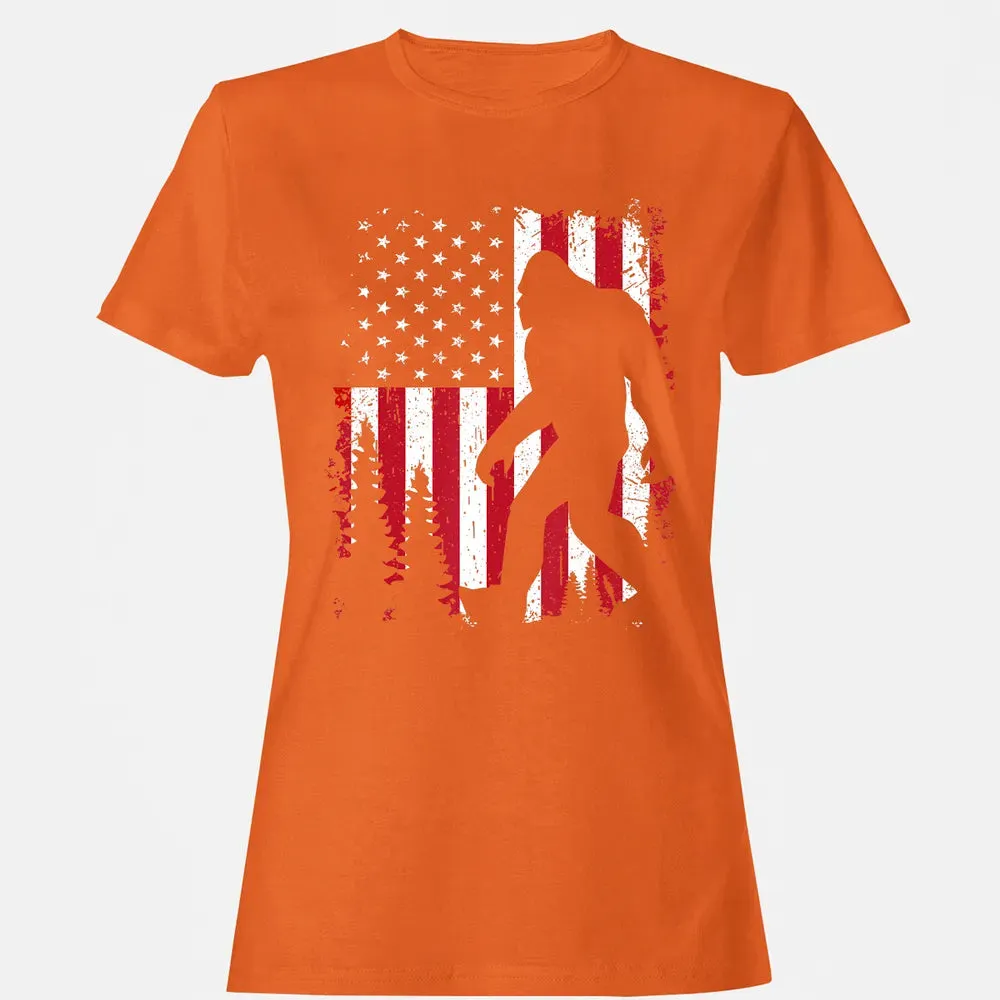 Bigfoot 4th of July American USA Flag Patriotic Kids Women's T-shirt - 11