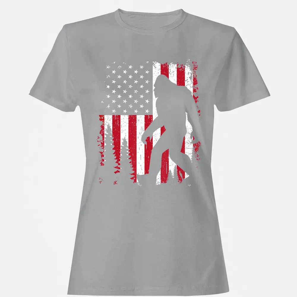 Bigfoot 4th of July American USA Flag Patriotic Kids Women's T-shirt - 15