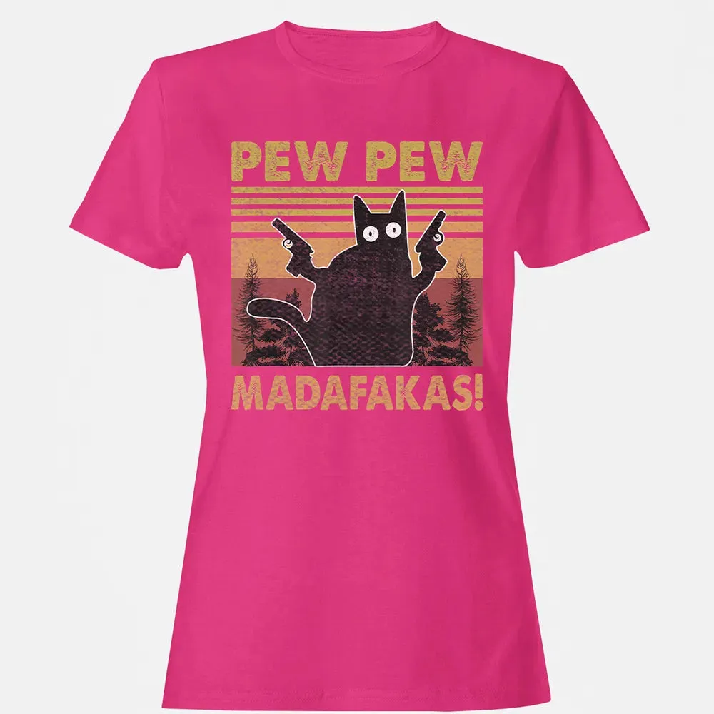 Cat Vintage PewPewPew Madafakas Cat Crazy Pew Vintage Funny Women's T-shirt - 6