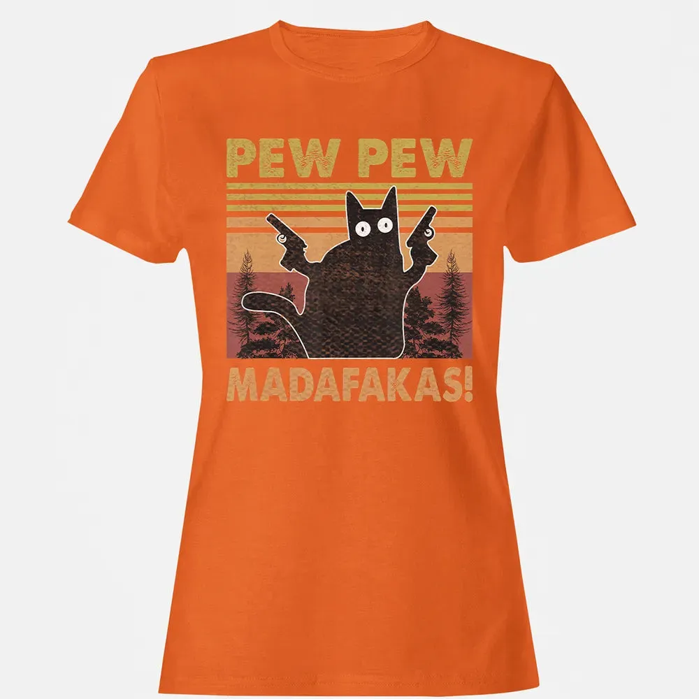 Cat Vintage PewPewPew Madafakas Cat Crazy Pew Vintage Funny Women's T-shirt - 11