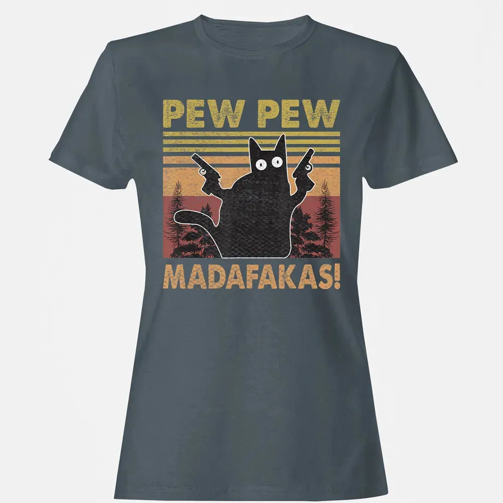 Cat Vintage PewPewPew Madafakas Cat Crazy Pew Vintage Funny Women's T-shirt - 3