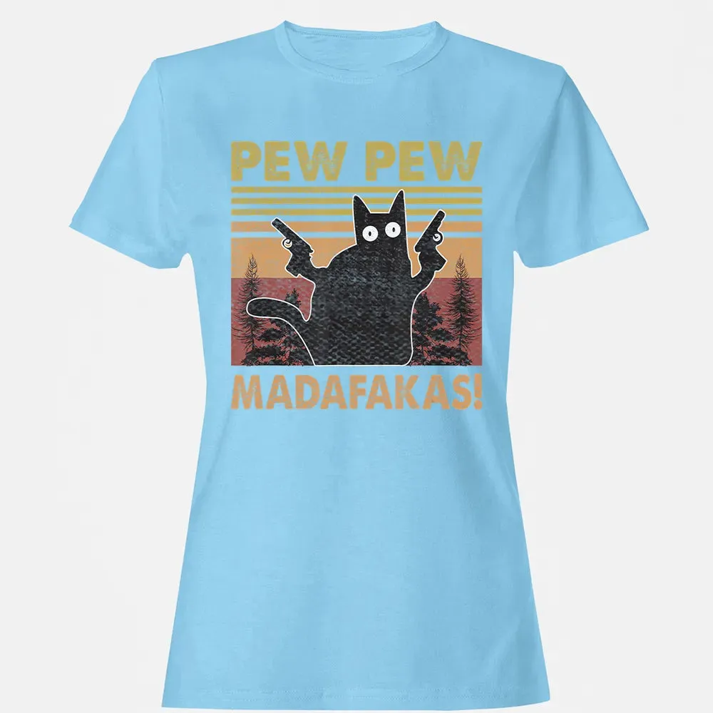 Cat Vintage PewPewPew Madafakas Cat Crazy Pew Vintage Funny Women's T-shirt - 8