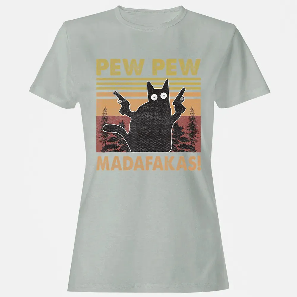 Cat Vintage PewPewPew Madafakas Cat Crazy Pew Vintage Funny Women's T-shirt - 2