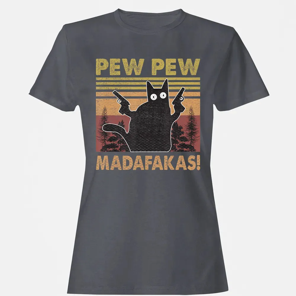 Cat Vintage PewPewPew Madafakas Cat Crazy Pew Vintage Funny Women's T-shirt - 5