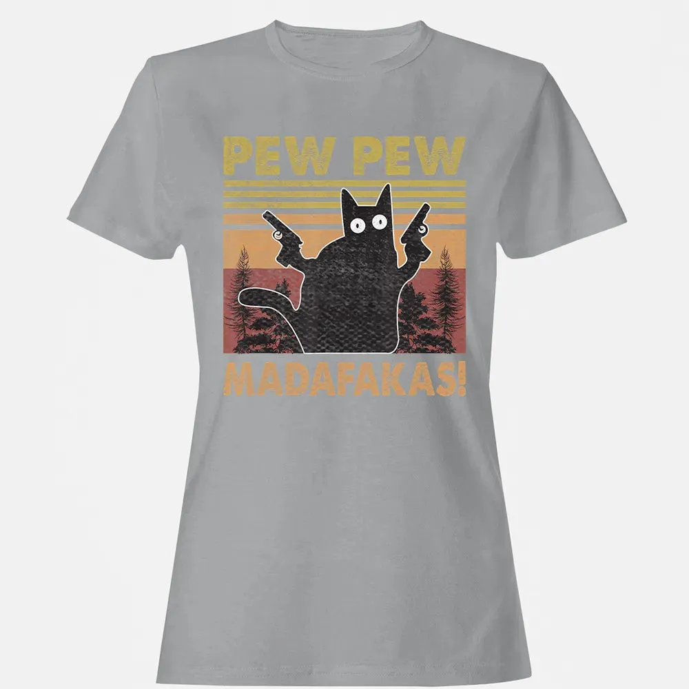 Cat Vintage PewPewPew Madafakas Cat Crazy Pew Vintage Funny Women's T-shirt - 15