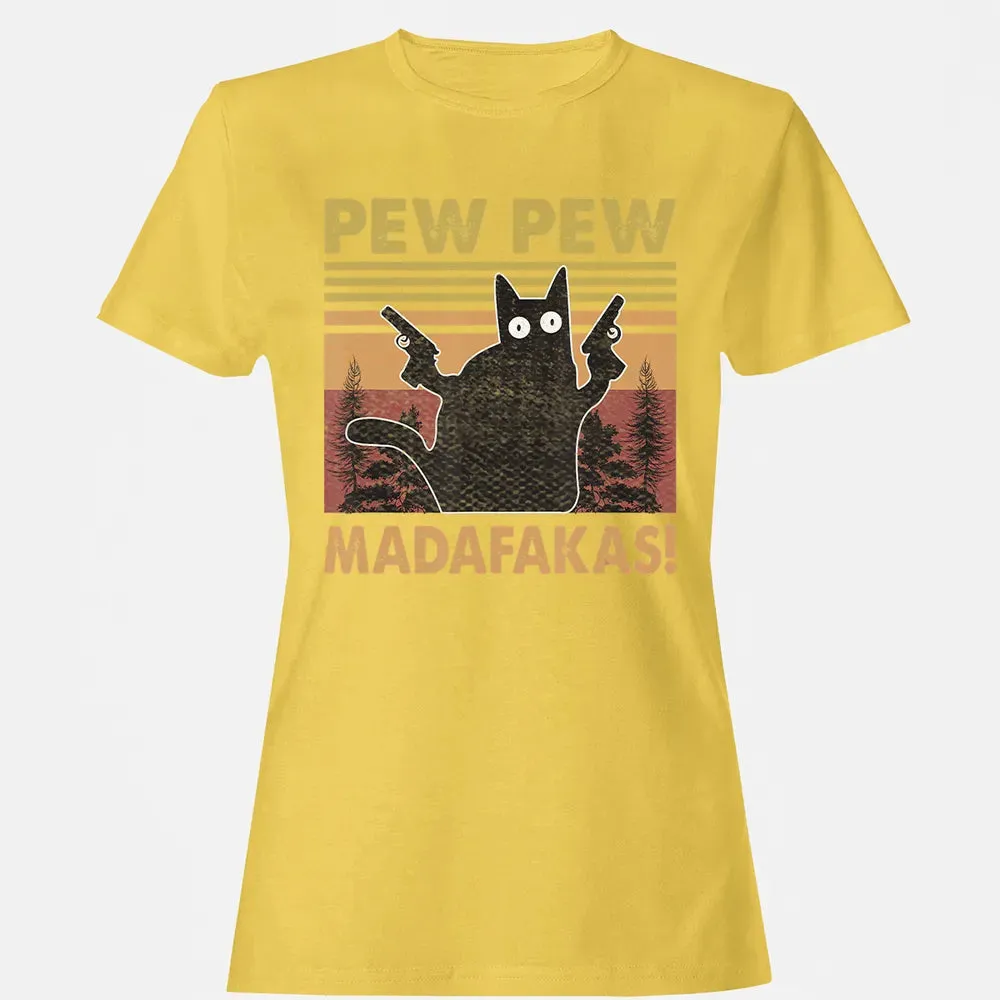 Cat Vintage PewPewPew Madafakas Cat Crazy Pew Vintage Funny Women's T-shirt - 4
