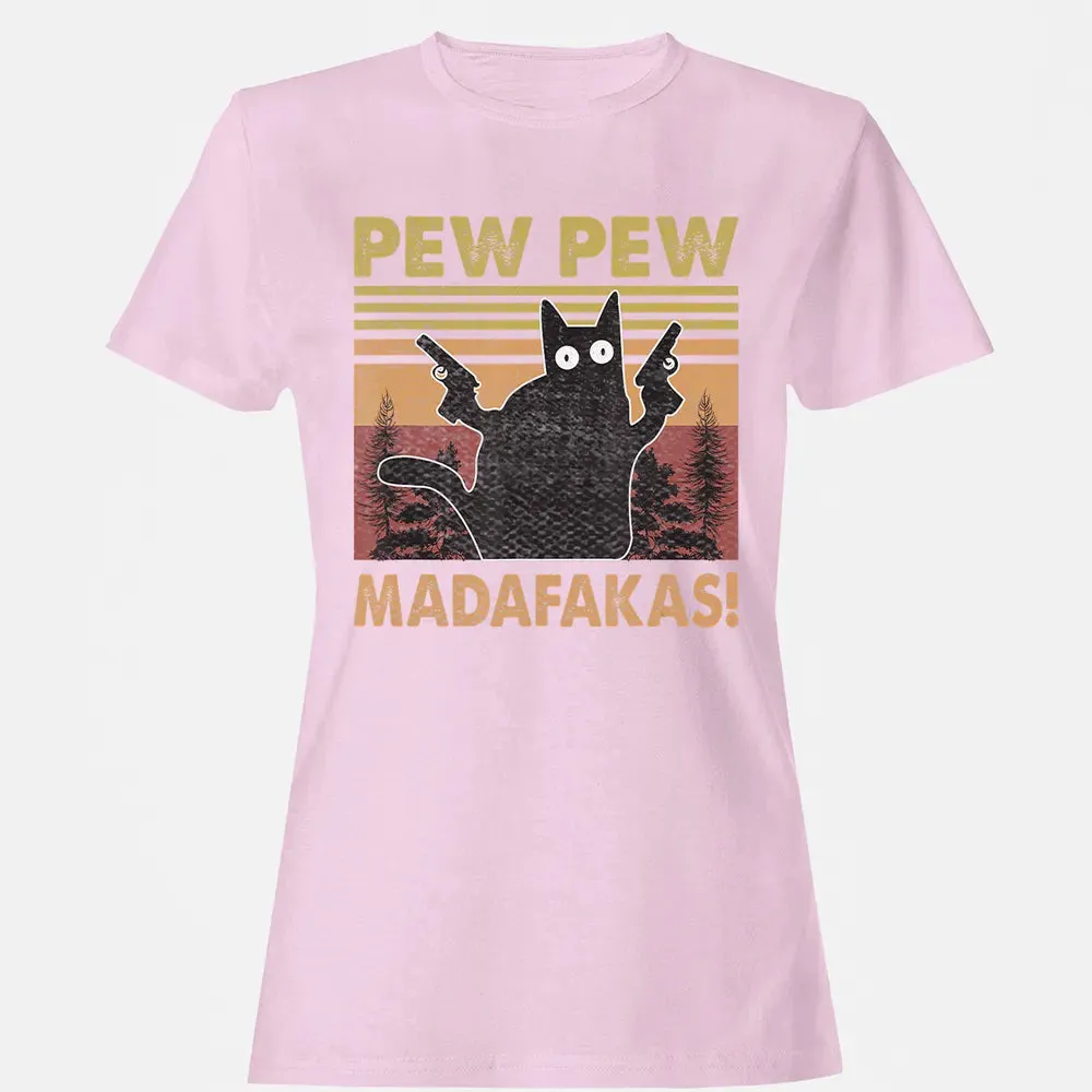 Cat Vintage PewPewPew Madafakas Cat Crazy Pew Vintage Funny Women's T-shirt - 9