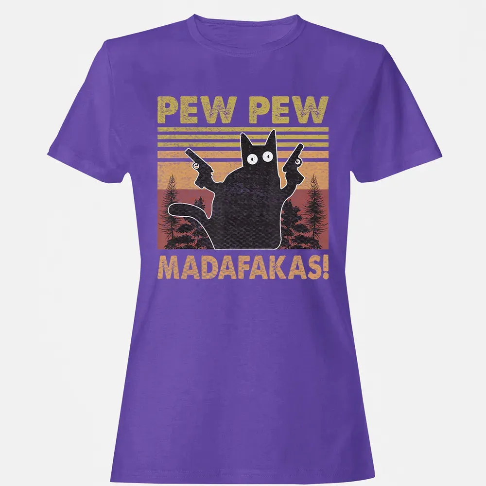 Cat Vintage PewPewPew Madafakas Cat Crazy Pew Vintage Funny Women's T-shirt - 12