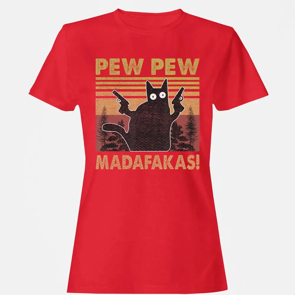Cat Vintage PewPewPew Madafakas Cat Crazy Pew Vintage Funny Women's T-shirt - 13
