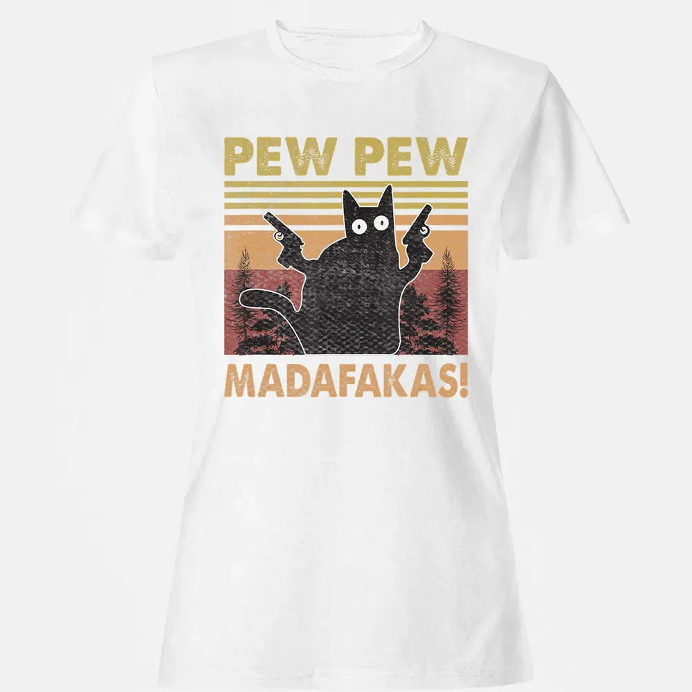 Cat Vintage PewPewPew Madafakas Cat Crazy Pew Vintage Funny Women's T-shirt - 16