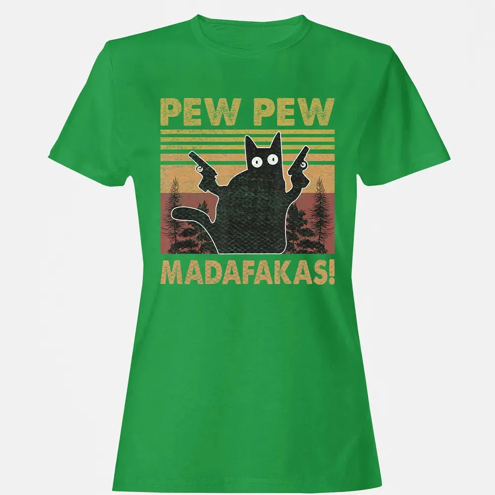 Cat Vintage PewPewPew Madafakas Cat Crazy Pew Vintage Funny Women's T-shirt - 7
