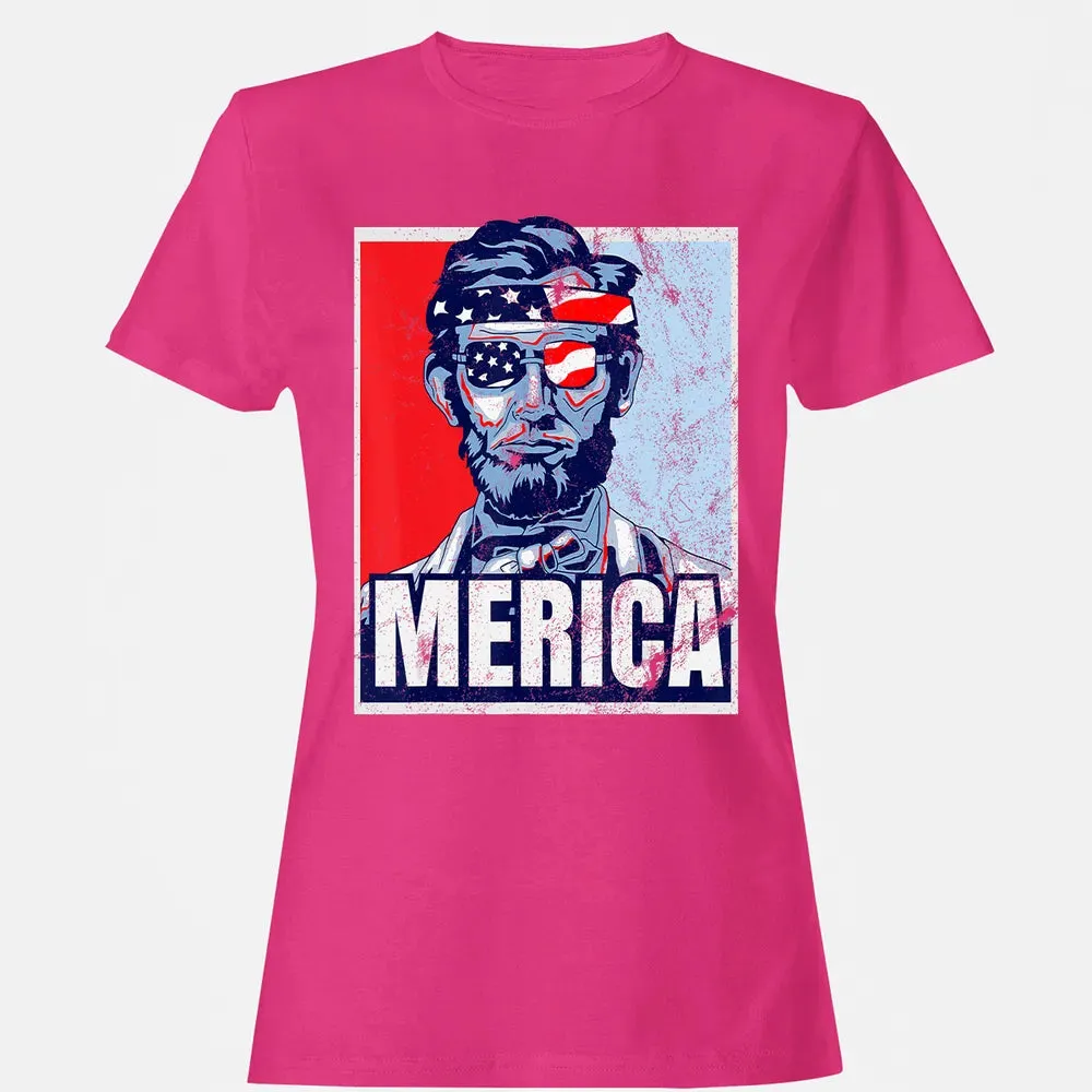 Abraham Lincoln  4th Of July  Merica USA Flag Gift Women's T-shirt - 6