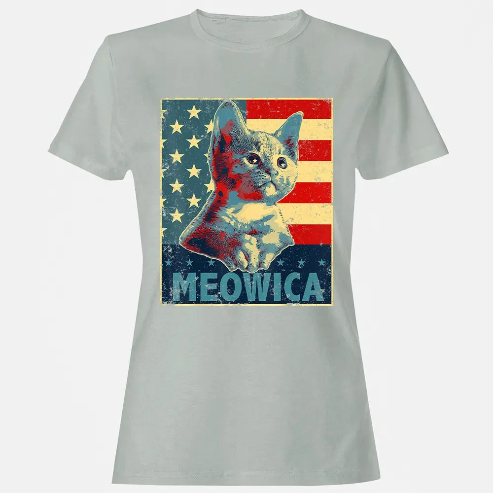 Meowica Cat 4th of July Patriotic American Flag Gift Women Women's T-shirt - 2