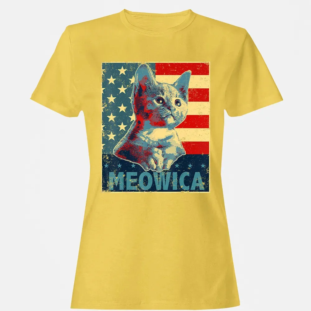 Meowica Cat 4th of July Patriotic American Flag Gift Women Women's T-shirt - 4