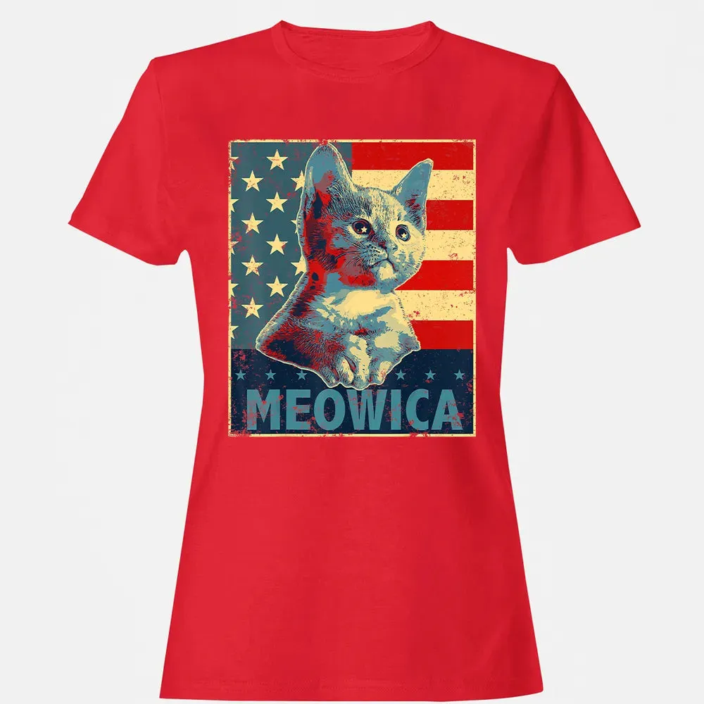 Meowica Cat 4th of July Patriotic American Flag Gift Women Women's T-shirt - 13