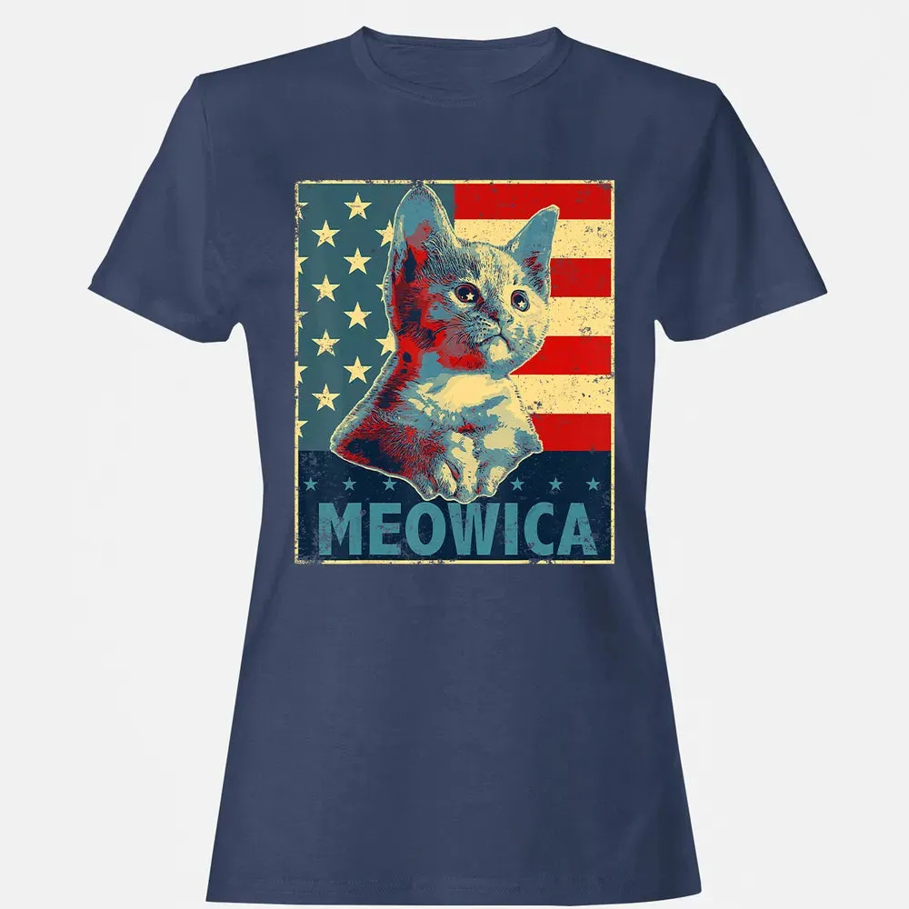 Meowica Cat 4th of July Patriotic American Flag Gift Women Women's T-shirt - 10