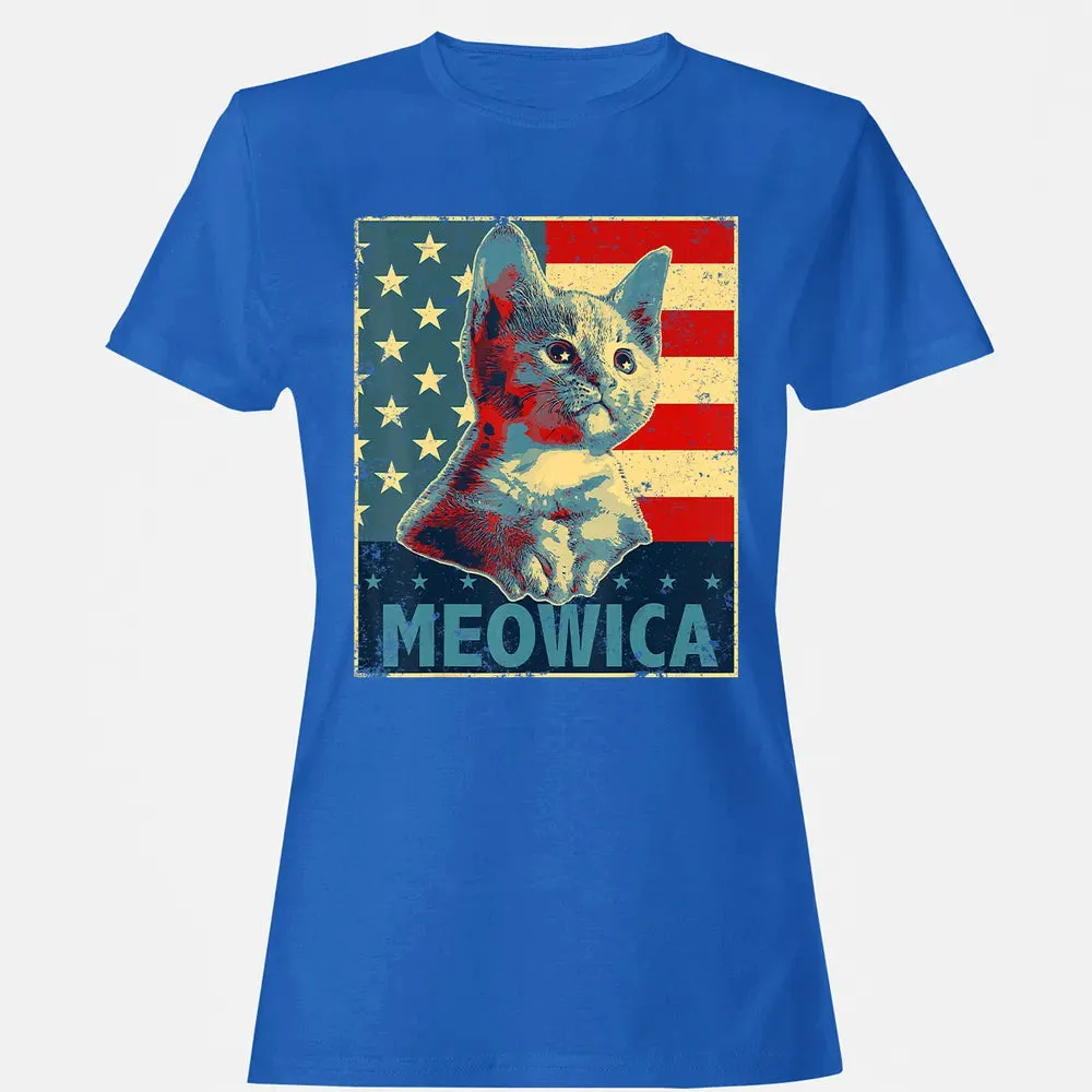 Meowica Cat 4th of July Patriotic American Flag Gift Women Women's T-shirt - 14