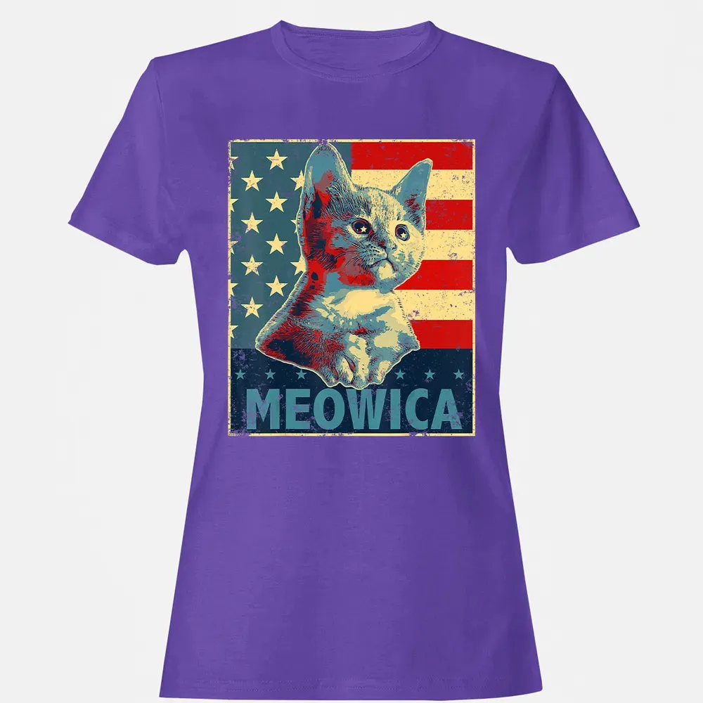 Meowica Cat 4th of July Patriotic American Flag Gift Women Women's T-shirt - 12