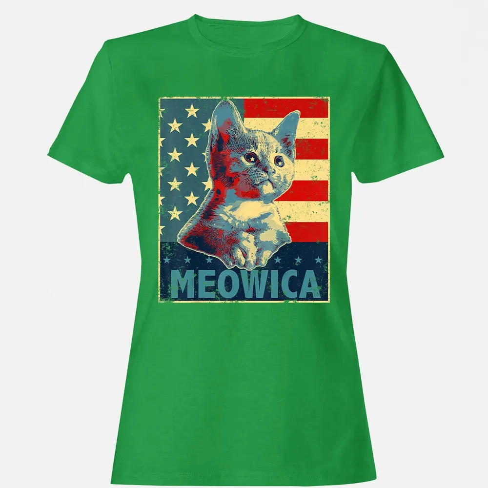 Meowica Cat 4th of July Patriotic American Flag Gift Women Women's T-shirt - 7