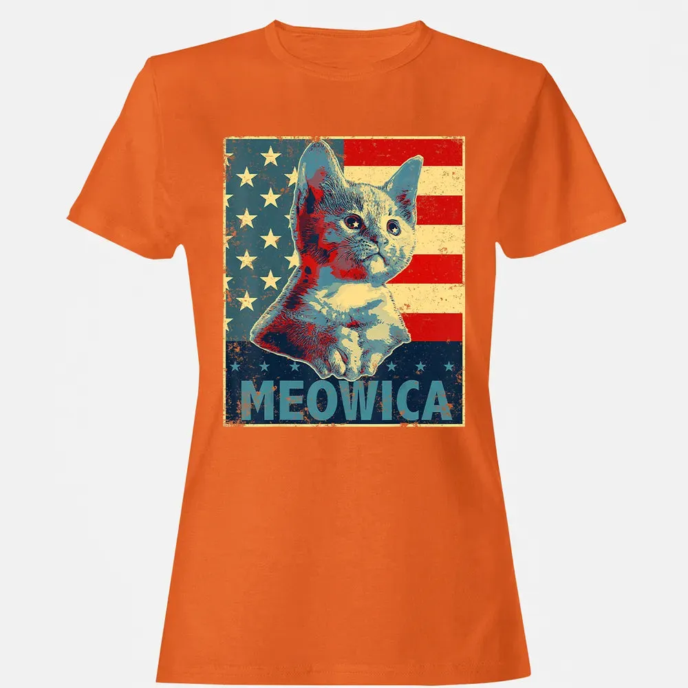 Meowica Cat 4th of July Patriotic American Flag Gift Women Women's T-shirt - 11