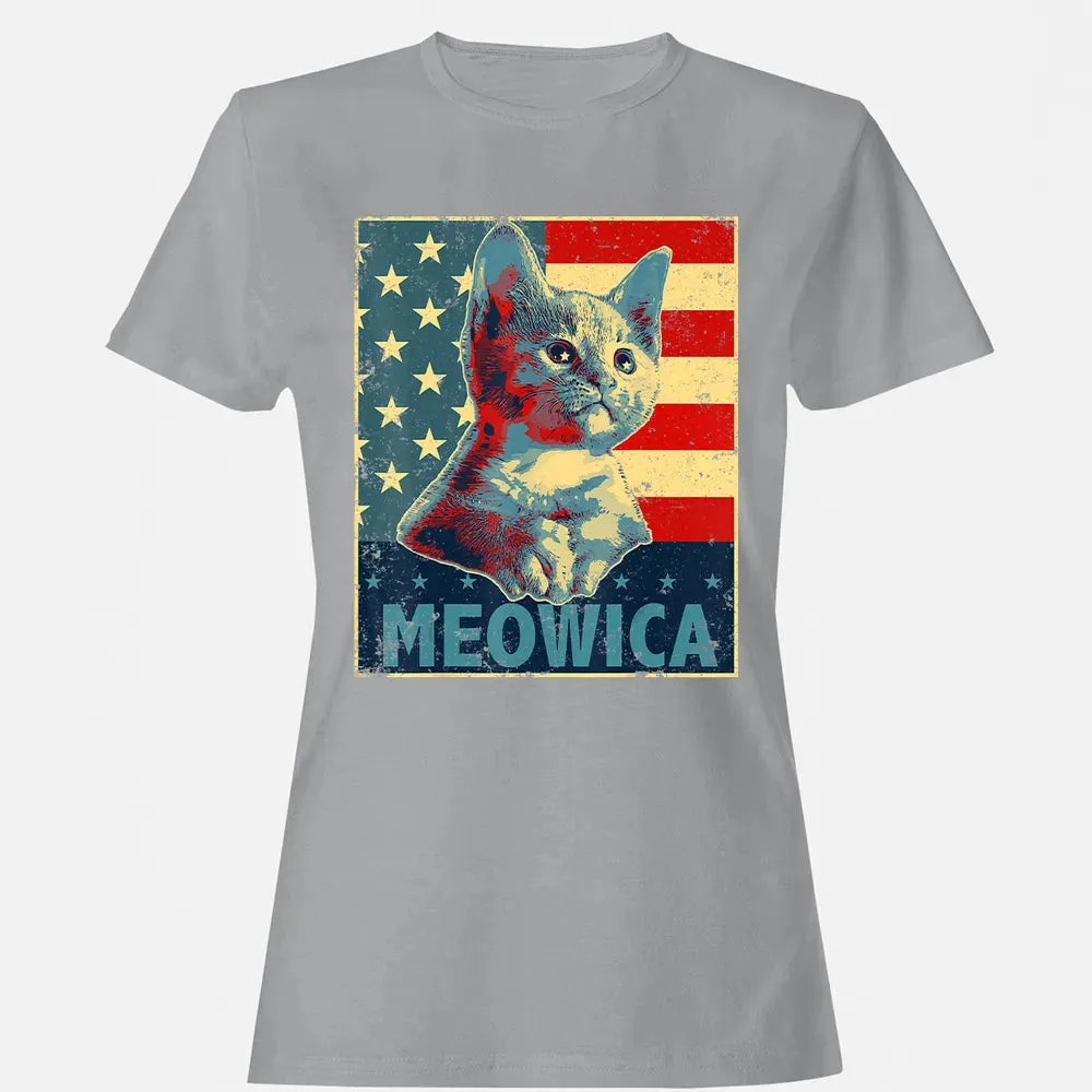 Meowica Cat 4th of July Patriotic American Flag Gift Women Women's T-shirt - 15