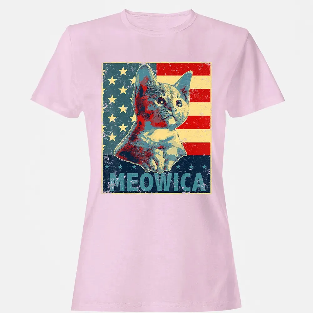 Meowica Cat 4th of July Patriotic American Flag Gift Women Women's T-shirt - 9