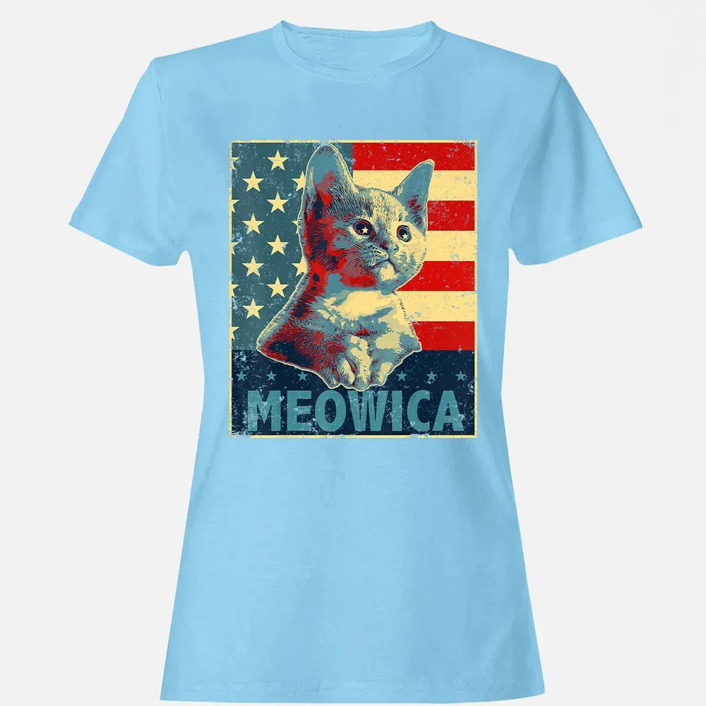 Meowica Cat 4th of July Patriotic American Flag Gift Women Women's T-shirt - 8