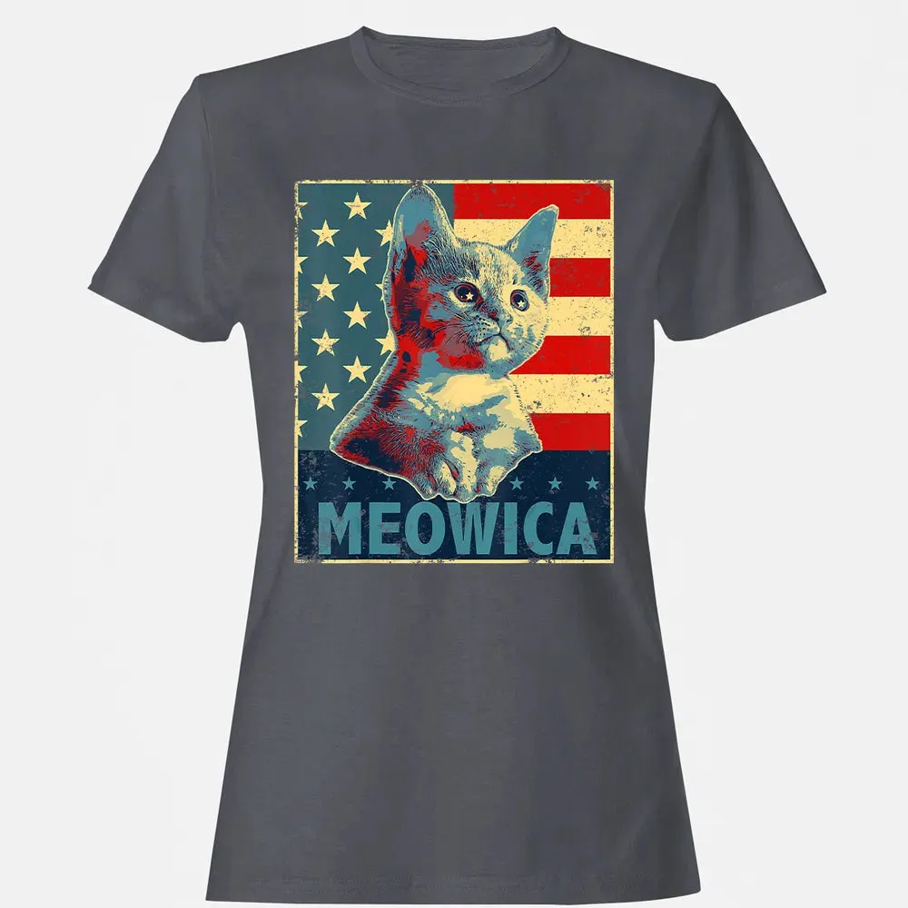 Meowica Cat 4th of July Patriotic American Flag Gift Women Women's T-shirt - 5