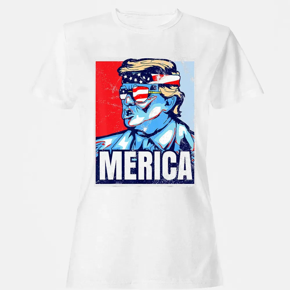 Donald Trump 4th Of July T Merica  America USA Flag Women's T-shirt - 16