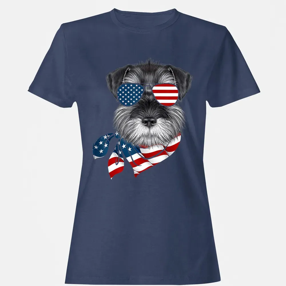 American Flag Schnauzer Patriotic 4th Of July T Women's T-shirt - 10