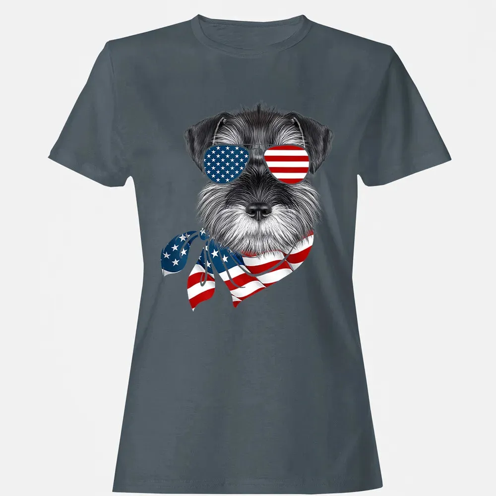 American Flag Schnauzer Patriotic 4th Of July T Women's T-shirt - 3